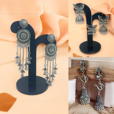 Her Glimpse Stylish Trending Alloy Jhumki Beads Chandbali Tribal Jhumka Metal Jhumki Earring