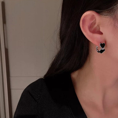 Fashion Fusion Silver Plated Black Heart Clip On Earrings For Women & Girls Brass Clip-on Earring