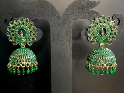 HENGER earwo-je-green@1 Pearl Metal Jhumki Earring