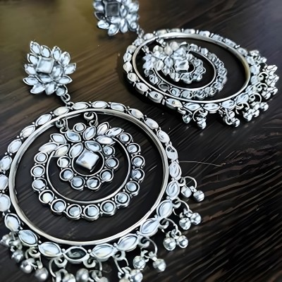 JMBW INTERNATIONAL Chandbali Antique Stone Earrings for Women & Girls Beads Alloy Chandbali Earring