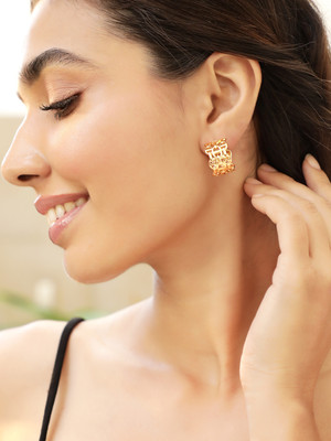 RUBANS Rubans 18K Gold-Plated Geometric Pattern Hoop Earrings Brass Drops & Danglers