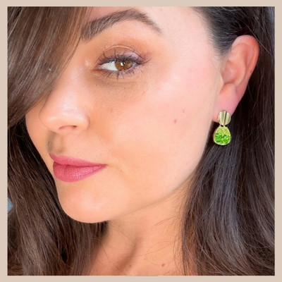 Meilicollection Mini Natural Stone Effect Earrings - Green Crystal Alloy Stud Earring