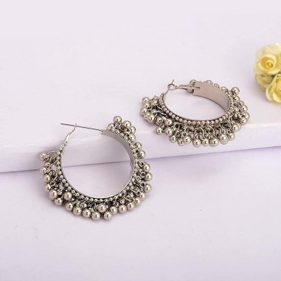 Dreamy Jewels Traditional Oxidised Ghungroo Hoop Earrings Alloy Hoop Earring