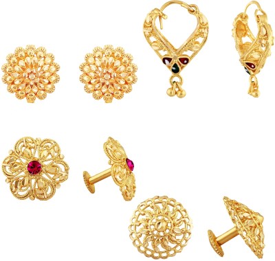VIGHNAHARTA Vighnaharta Golden Alloy Stud Earrings Combo Set(Sales Package-4 Pair Earrings ) Cubic Zirconia Alloy Chandbali Earring, Stud Earring