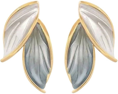 alysa Gold Plated Leaf Design Stud Earrings for Women & Girls Alloy Stud Earring