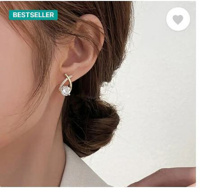 Jefrox Jewels Stud Earing Cubic Zirconia German Silver Stud Earring
