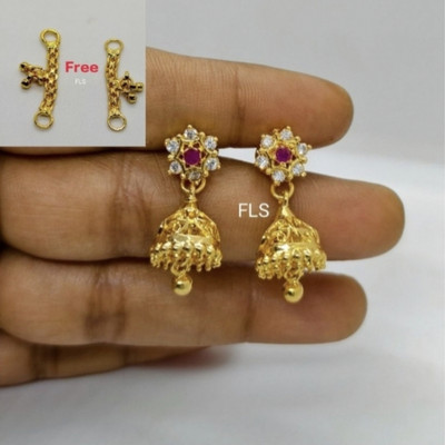 FineTouche Gold Plated Jimiki with side Mattal Alloy Jhumki Earring