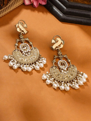 YELLOW CHIMES Traditional Pearls for Women Pearl Metal Drops & Danglers