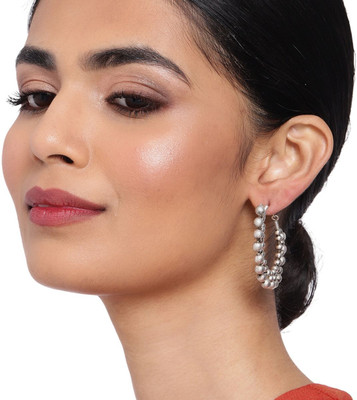 Sangria Silver-Toned Circular Hoop Earrings Brass Hoop Earring
