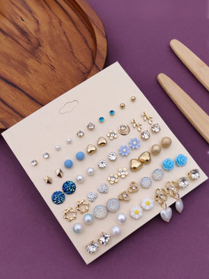 RARE ONE STUDIO 30 Pairs of Fashion Brass Stud Earring