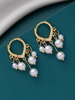 Officially Gorgeous EVERSTYLISH Golden Pearl Drop Earrings for Women Alloy Drops & Danglers