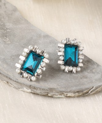 SOHI Women's Sapphire Soiree Stud Earrings - Topaz Blue Alloy Stud Earring