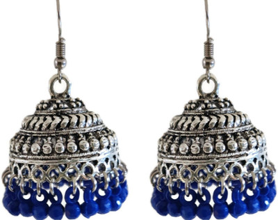house of common Light Weight Stylish Fancy Party Wear Jhumka Afghani Earrings Beads German Silver, Alloy, Plastic, Brass, Metal Drops & Danglers, Tunnel Earring, Jhumki Earring