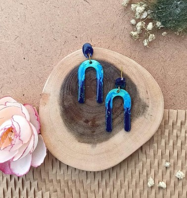ReverseWheel ReverseWheel Handmade Blue Ocean Acrylic Boho Resin Earrings Resin Drops & Danglers