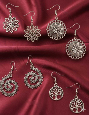 TANLOOMS Oxidized German Silver Earring Set Alloy Jhumki Earring