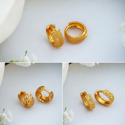 Weroxa Combo of 3 Brass Hoop Earring