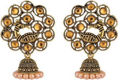 CHARMING JEWELS Traditional Antique Peacock Gold plated Party Wear Alloy Jhumka_CJ Pearl Alloy Drops & Danglers