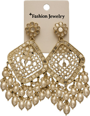 Ajtrends ETHNIC CHANDABALI MIRROR EARRINGS Beads Alloy Chandbali Earring