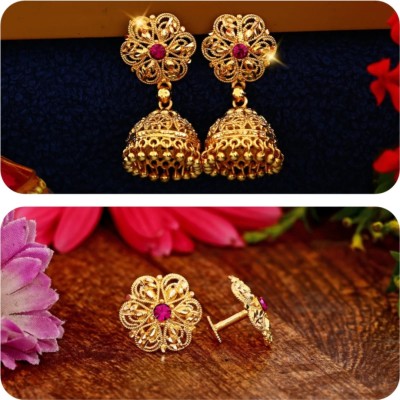 BHOOMI Daily Use Earrings Cat's Eye Brass Jhumki Earring, Stud Earring