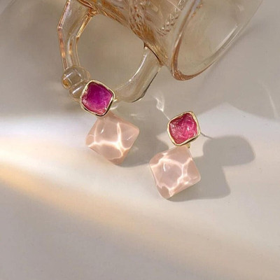 ADORNITY Stylish Glossy Geometric Stone Drop Earrings For Women Girls Western Jewellery Crystal Alloy Drops & Danglers