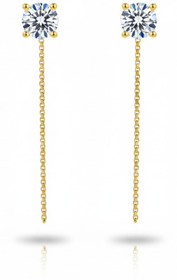 radiant Golden Diamond Hanging Silver Clip-on Earring
