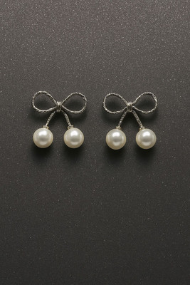 Unique Creations Unique Creations Stylish Bow Knot Earrings For Women nd Girls Pearl Alloy Stud Earring