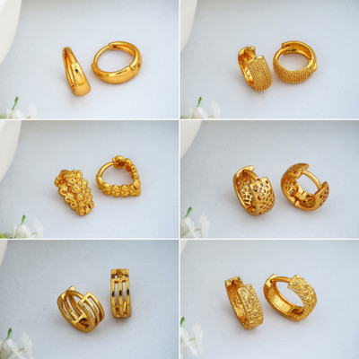Weroxa Combo of 6 Brass Hoop Earring