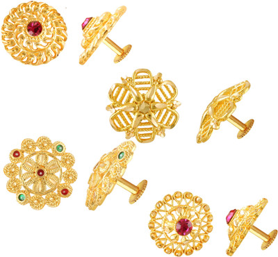VIGHNAHARTA Vighnaharta Golden Alloy Stud Earrings Combo Set(Sales Package-4 Pair Earrings ) Cubic Zirconia Alloy Stud Earring