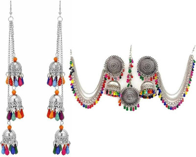 JMBW INTERNATIONAL J-Multicolor Beads Bahubali and Three Layered Jhumka Brass Jhumki Earring