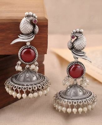 Vigilantee Jewels Royal Birds Lightweight Modern Western Premium Oxidised Trendy Earrings Beads, Pearl Alloy Earring Set, Drops & Danglers, Chandbali Earring, Plug Earring
