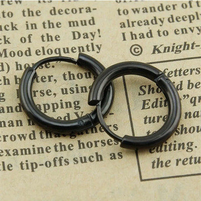 Harvik Trendy Black Tik Tok Round Hinged Bali Earring For Women And Girls Stainless Steel Hoop Earring, Stud Earring, Earring Set