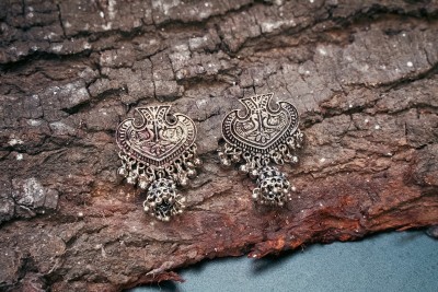 INDI INSIDE Silver-Plated & Silver Oxidised Earrings Alloy Drops & Danglers