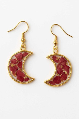 HouseOfSaanvi Red Floral Moon Drop Earring Acrylic Jhumki Earring