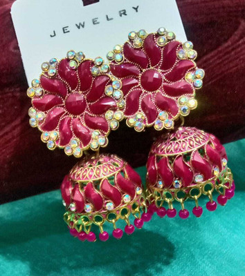 Epshitacreation Silver Plated Alloy Jhumki Earring Brass Earring Set