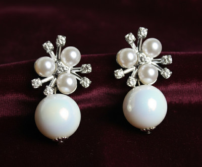 Priya International pearl drop & studs earring Zircon Alloy Drops & Danglers, Stud Earring