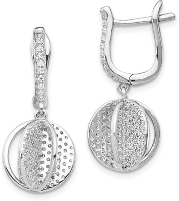 Lakhdatar and Sons Jewellers Sparkling Circle Dangle Earrings in 925 Silver Cubic Zirconia Sterling Silver Stud Earring