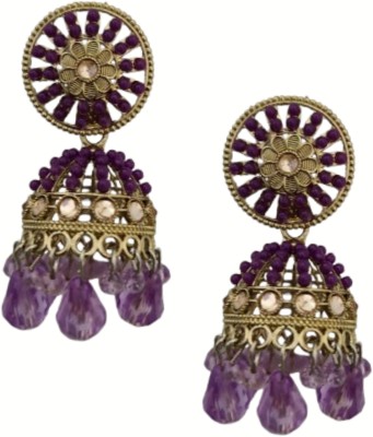 Menmai New Ethnic Design Purple Jhumki For Girls & Womens Beads Alloy Jhumki Earring