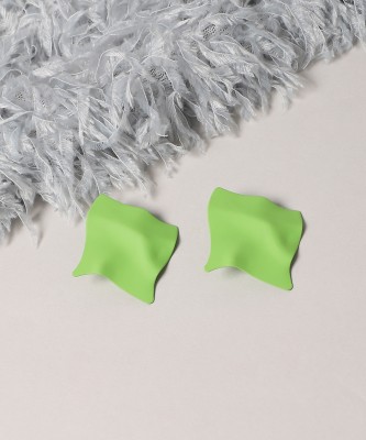 SOHI Women's Ripple Hues Stud Earrings - Lime Green Alloy Stud Earring