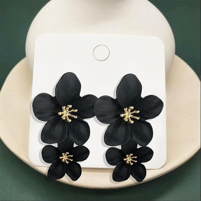 DiegoEnterprise Glossy White Korean Inspired Leaf Shaped Earrings for women and girls Alloy Stud Earring