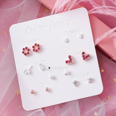 Vembley Earrings For Women CZ Heart Stud Earrings For Women Girls Elegant Earrings Set Cubic Zirconia Alloy Stud Earring