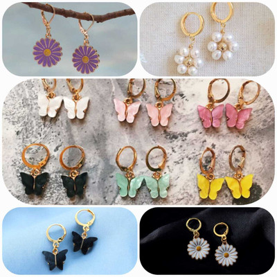 ELCETRATD JEWELLERY Shimmering beautiful pack of 10 earrings combo for women and girls Crystal Alloy Earring Set
