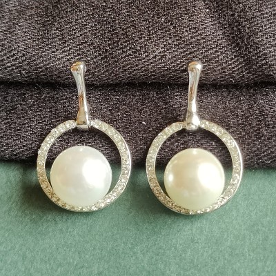 AKINOM Stylish Silver Pearl Drop Earring Pearl Brass Drops & Danglers