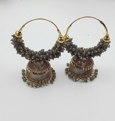 MAYRA TRADING Gold-Plated Contemporary Jhumkas Earrings Beads Alloy Jhumki Earring