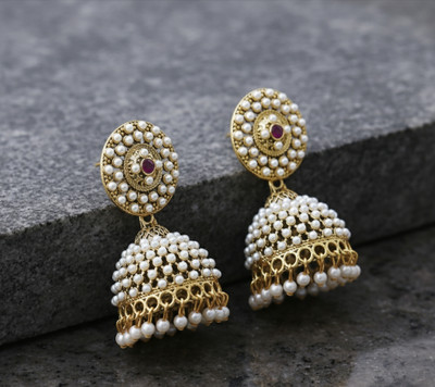 Vinayak traditional ethnic studed oxidised jhumka earrings for girls Pearl Alloy Earring Pearl Alloy Stud Earring