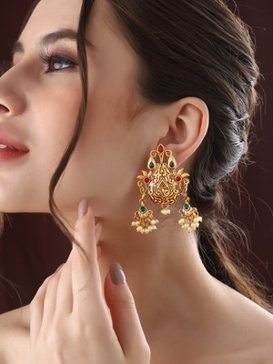 Priyaasi Gold Plated Temple Style Earrings Brass Drops & Danglers