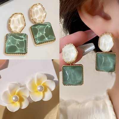 BLINGEE Korean Earrings Combo For Women Girls Floral Flower Stylish Trending Trendy Pearl Alloy Earring Set, Drops & Danglers, Stud Earring