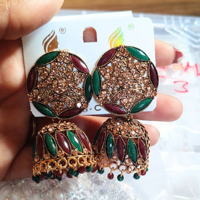 Tiijori Jhumka Earring For Girls and Women. (Multi Color) Brass Jhumki Earring Pearl Alloy, Brass, Gold, Stone Jhumki Earring