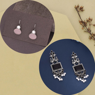 Sangria Silver Earring for Women & Girls Diamond Brass Drops & Danglers, Stud Earring