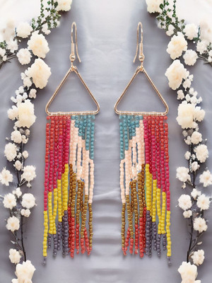 Jewelgenics Multicolor Beaded Pearl Dangle Earrings Beads Alloy Drops & Danglers
