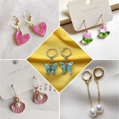 ELCETRATD JEWELLERY shimmering beautiful pack of 5 earrings combo for women and girls Cubic Zirconia Alloy Cuff Earring